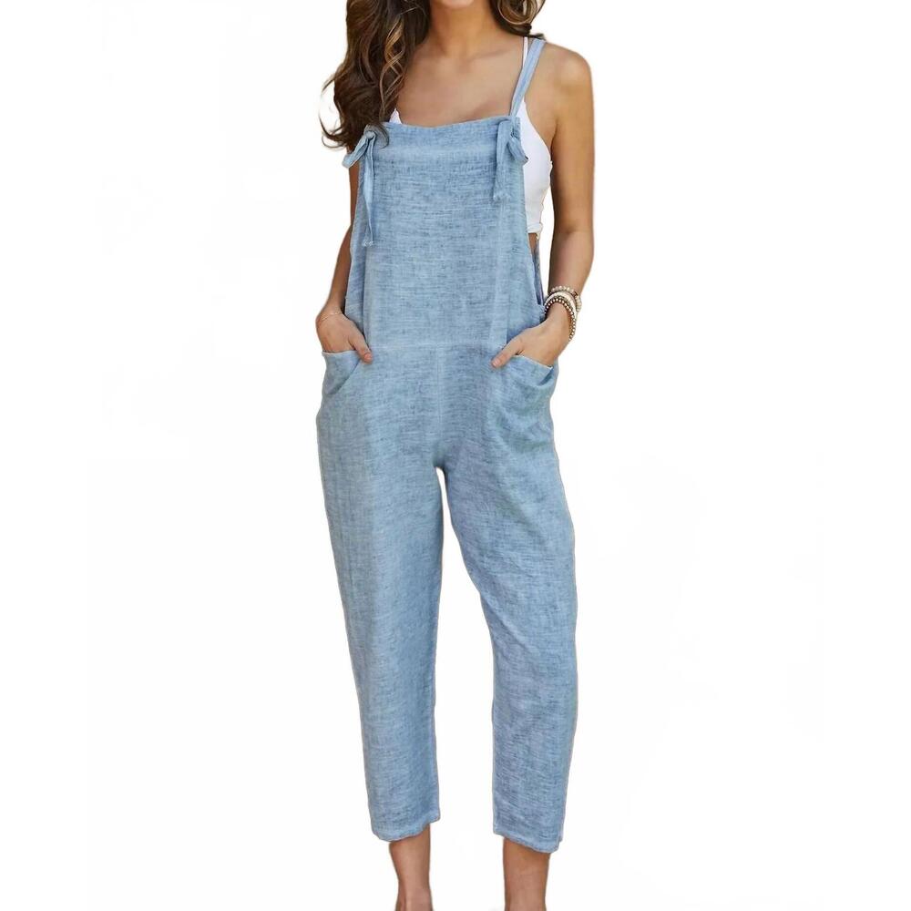 NEW MILIO MILANO milan linen overalls in slate blue